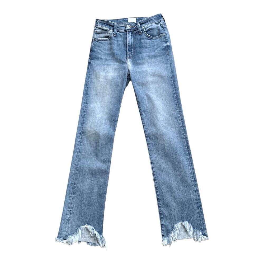 Jonathan Simkhai Organic Jeans Womens 24 Blue High Rise Straight Leg Raw Hem
